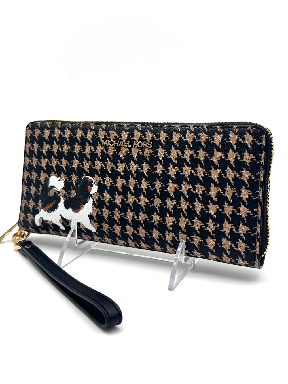 Michael Kors Large Continental Wallet Wristlet Black/Camel